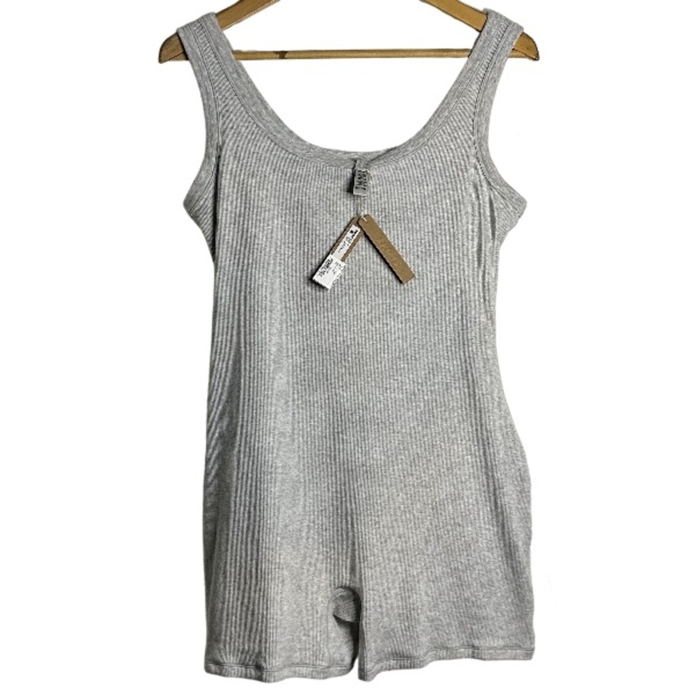 Skims‎ XXL Grey Cotton Romper One Piece Tank Bodysuit Athleisure Pickleball NWT